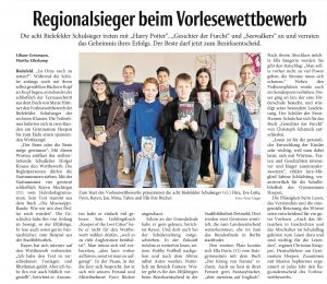 Mehr über den Artikel erfahren Starker Auftritt beim Vorlesewettbewerb: Sieg für das Helmholtz-Gymnasium