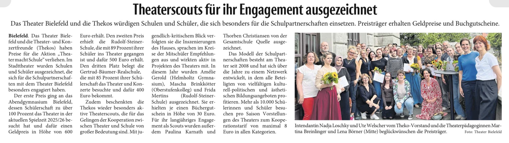 Sie betrachten gerade Theaterscouts für ihr Engagement ausgezeichnet
